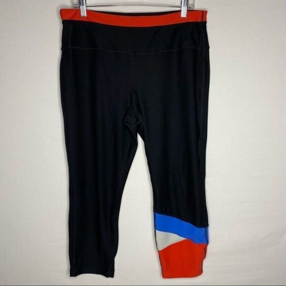 Avia Red Blue Black Cropped Colorblock Active Sportswear Leggings Stretch XL - Picture 2 of 8